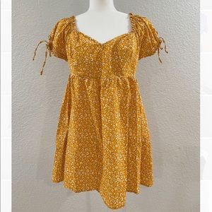 Ditsy Yellow Floral Babydoll Dress